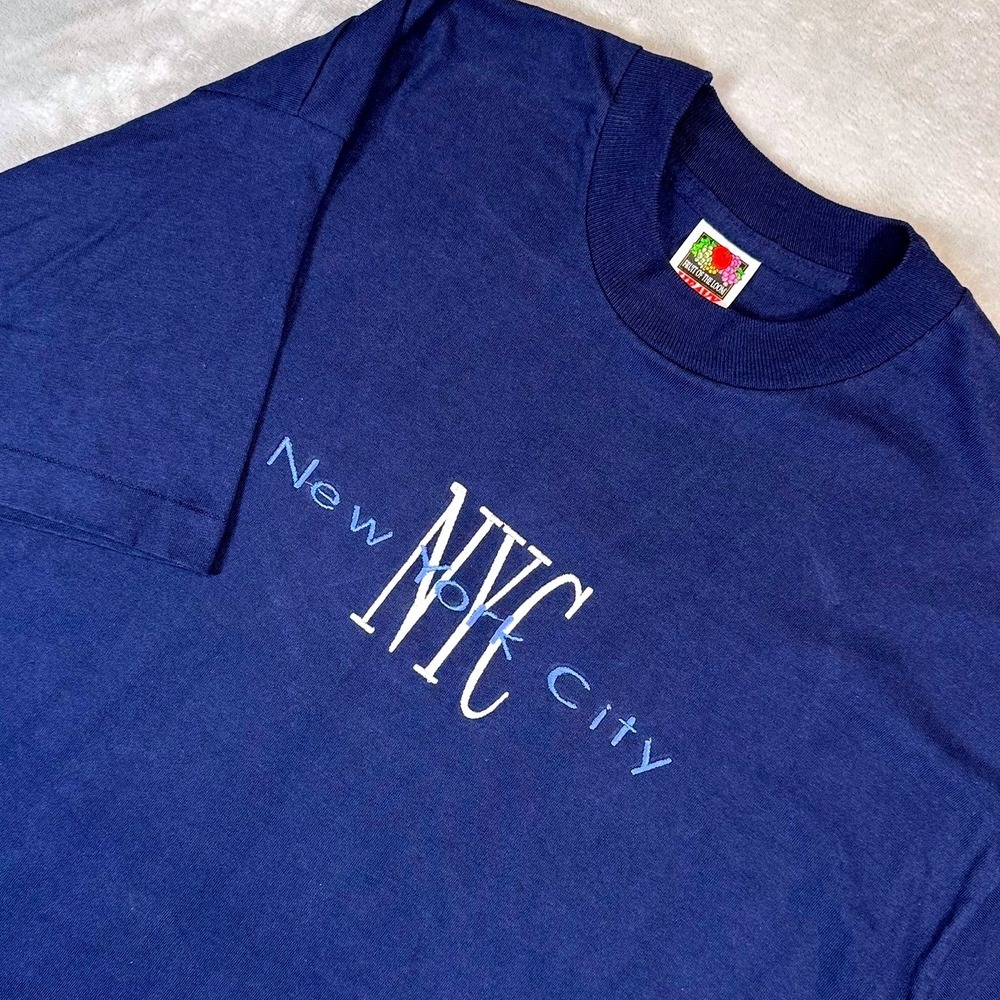 Fruit of the Loom T-Shirt Mens XL Navy Blue New York City Vintage Heavy Cotton